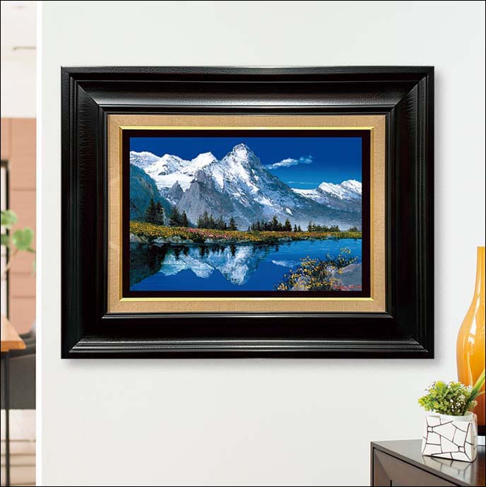 楽天市場】森下一夫 油彩肉筆画 『アルプス山脈〜湖映』 名画 絵画