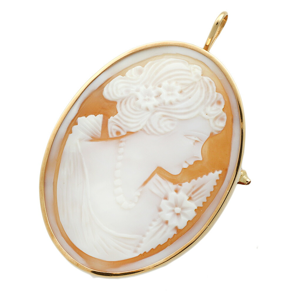 楽天市場】【本物保証】 新品同様 シェルカメオ ペンダント付ブローチ