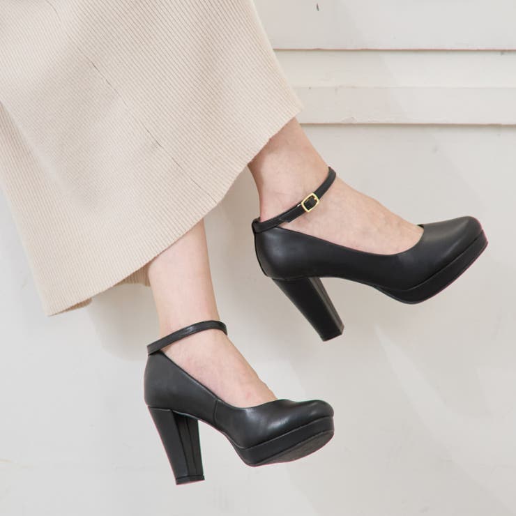 楽天市場】attagirl 9cmチャンキーヒールラウンドトゥストラップ