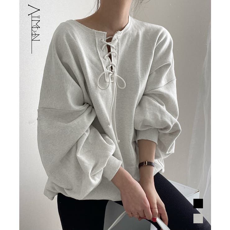 楽天市場】Aimoon レースアップ スウェット 長袖レディース トップス