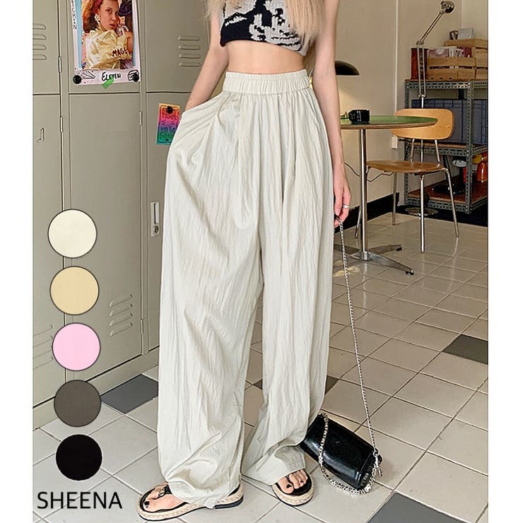 楽天市場】SHEENA シワ加工リラックスワイドパンツ 春 夏 秋 ワイド