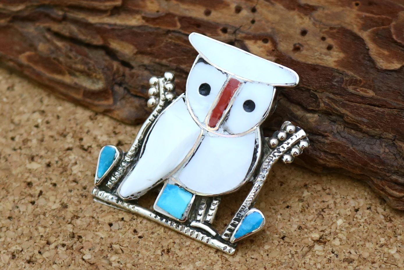 楽天市場】インディアンジュエリー ズニ族 ホワイト フクロウ 梟