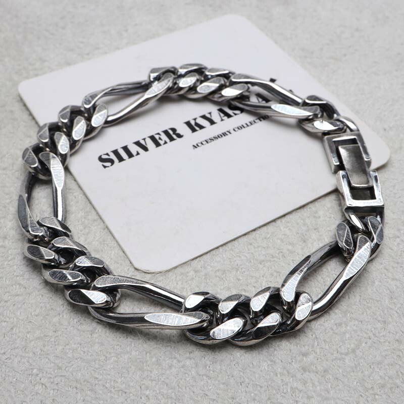 楽天市場】シルバー925 チェーンブレスレット 中折れ フィガロチェーン