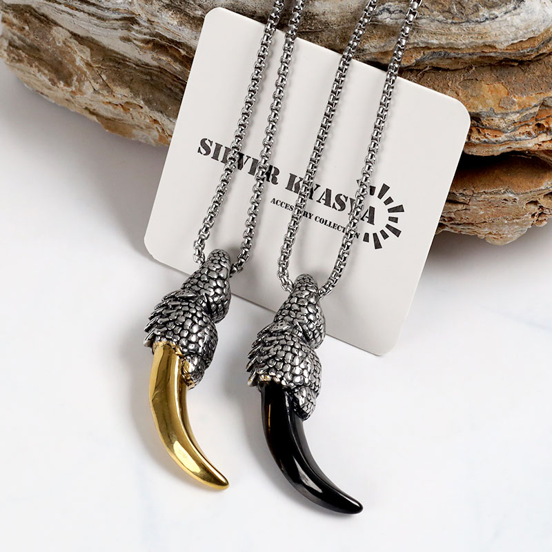 楽天市場】ステンレス 狼の牙 ネックレス シルバー 重量感 ごつい