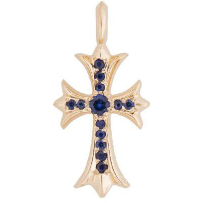 楽天市場】CHROME HEARTS TINY CH CROSS CHARM PAVE SINGLE STONE BLUE