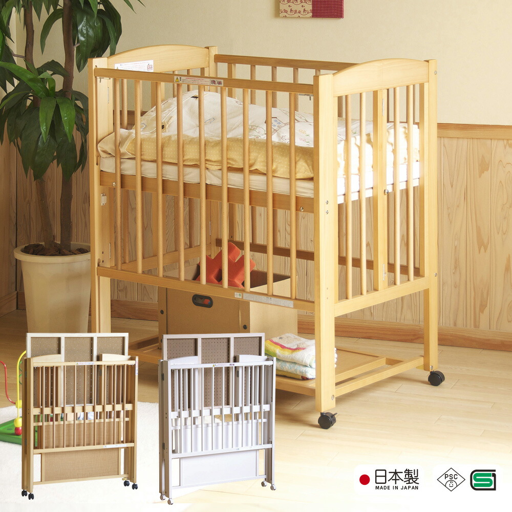 【美品】石崎家具　ミニワンタッチハイベッドプチ　折りたたみベビーベッド　ホワイト Amazon.co.jp: 日本製ベビーベッド「ミニ ワンタッチハイベッド プチ