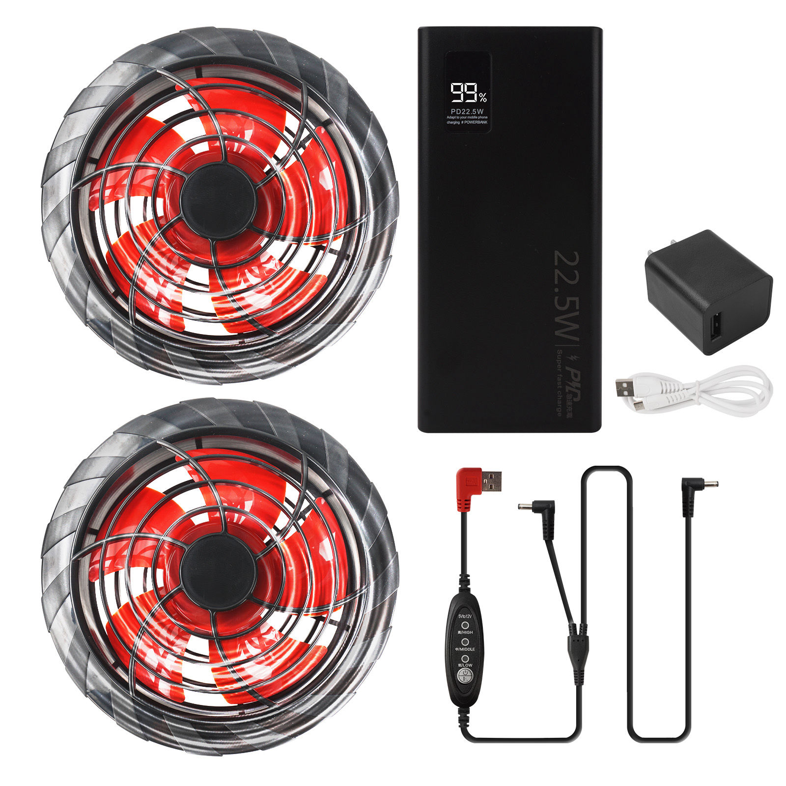 楽天市場】空調作業服 ファンバッテリーセット 10000mAh 12V USB給電