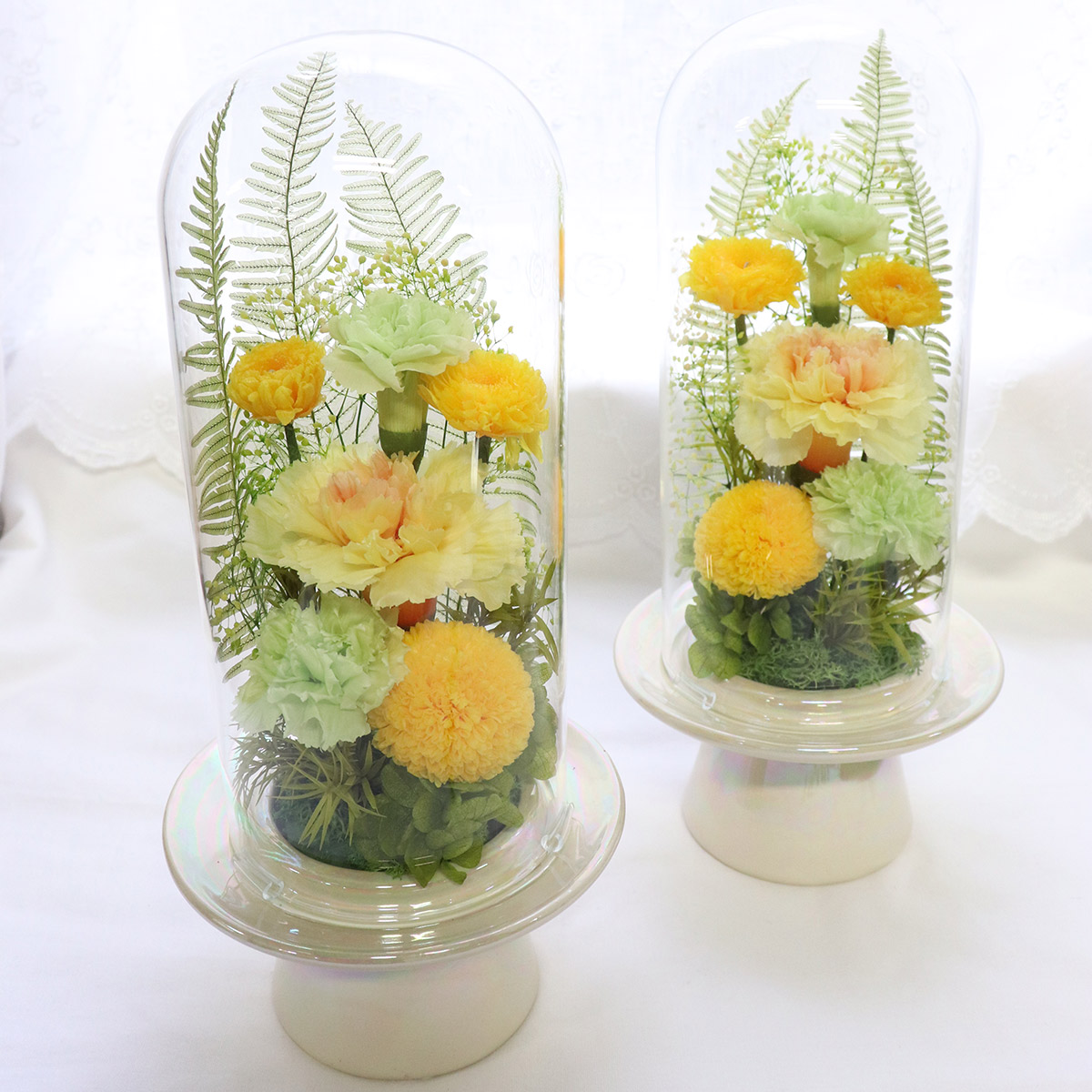 楽天市場】プリザーブドフラワー 仏花 ガラスドーム 一対 大きめ 仏花
