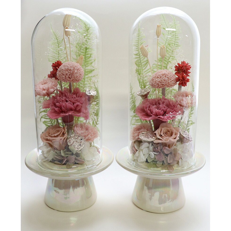 楽天市場】プリザーブドフラワー 仏花 ガラスドーム 一対【対 セット