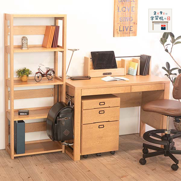 楽天市場】学習机 勉強机 机 ( デスク + 書棚 小棚 + ワゴン ) 木製 天