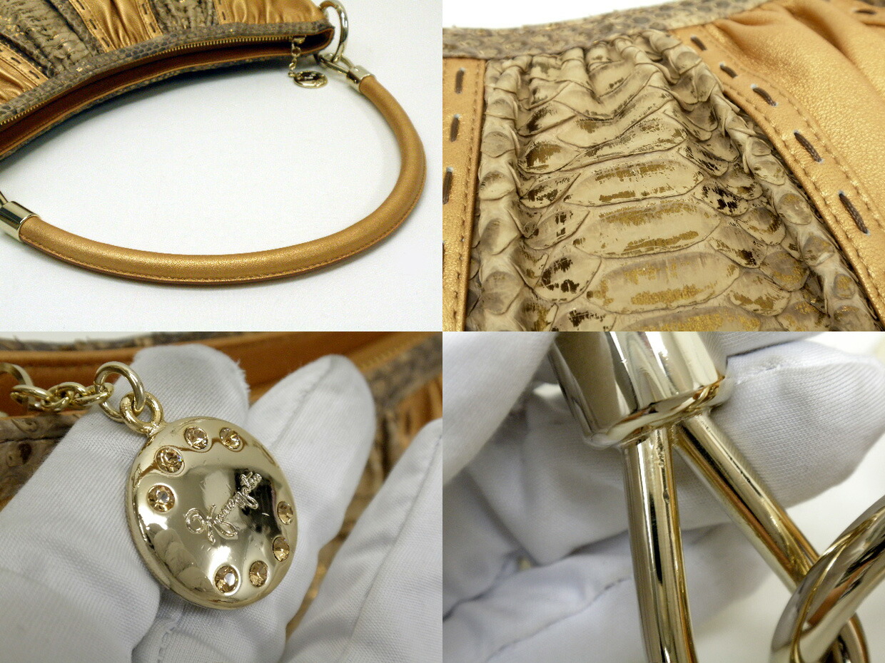 楽天市場】銀座かねまつ パイソン ショルダーバッグ メタリック