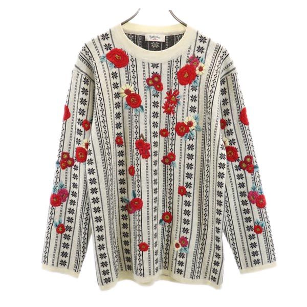 楽天市場】ケンゾー ウールブレンド 花柄刺繍 ニット M アイボリー 他