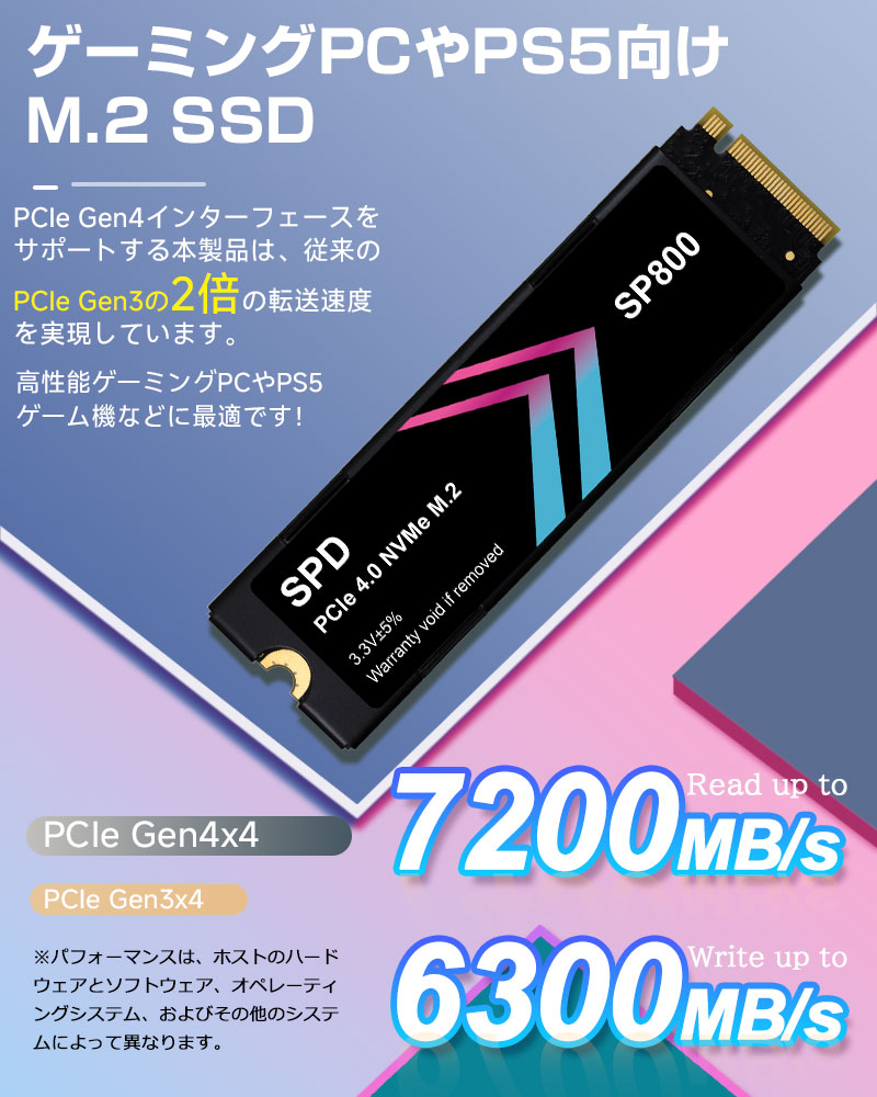 楽天市場】SPD SSD 2TB M.2 2280 PCIe Gen4x4 NVMe ヒートシンク搭載
