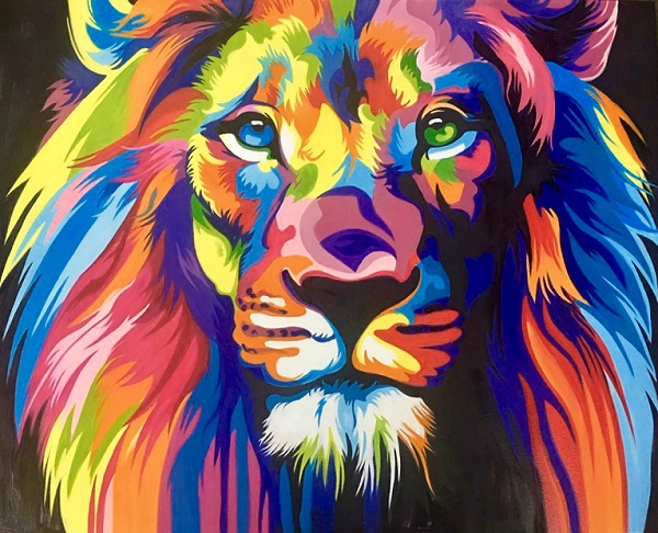 楽天市場】【楽天ランキング1位獲得】【原画】 絵画 カラフルライオン