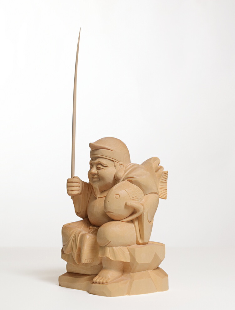 楽天市場】【総高31cm】恵比寿 木彫り 置物 一刀彫 / 材料：桧（縁起物