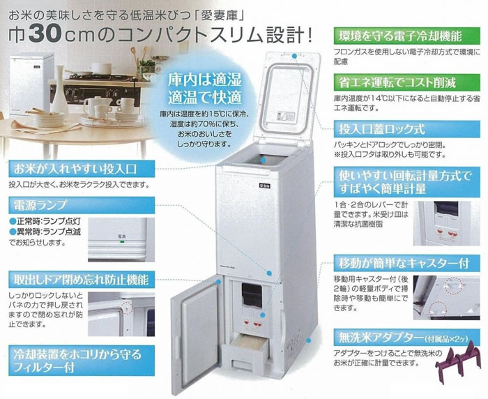 楽天市場】冷える米びつ 愛妻庫15kg KSX-15 静岡製機 お米の冷蔵庫