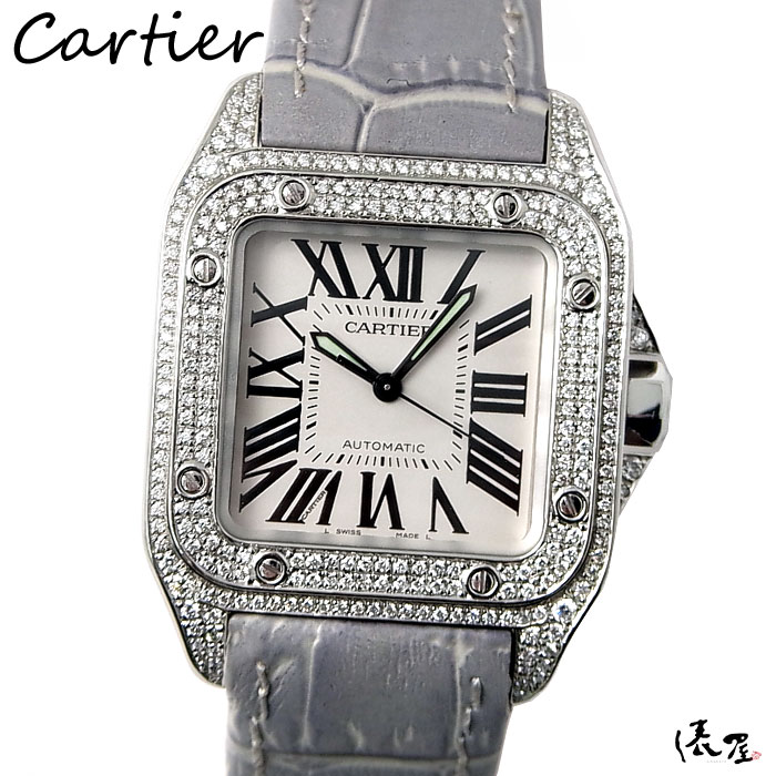 楽天市場】【国際保証書】カルティエ サントス100 MM ダイヤベゼル【極