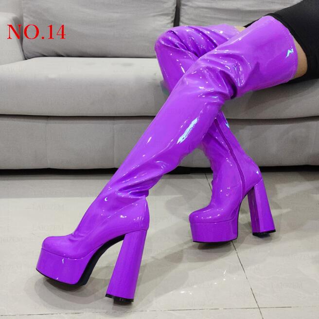 楽天市場】レディースブーツ ニーハイブーツ エナメル 14.5センチ 超
