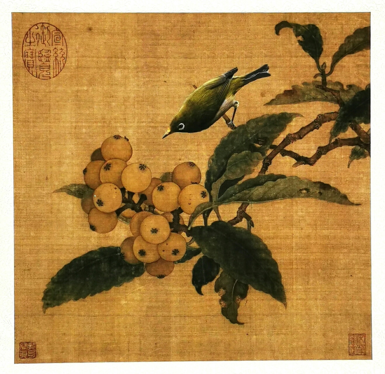 楽天市場】【ポイント20倍】 【宋】林椿の「枇杷山鳥画」 掛け軸 古典