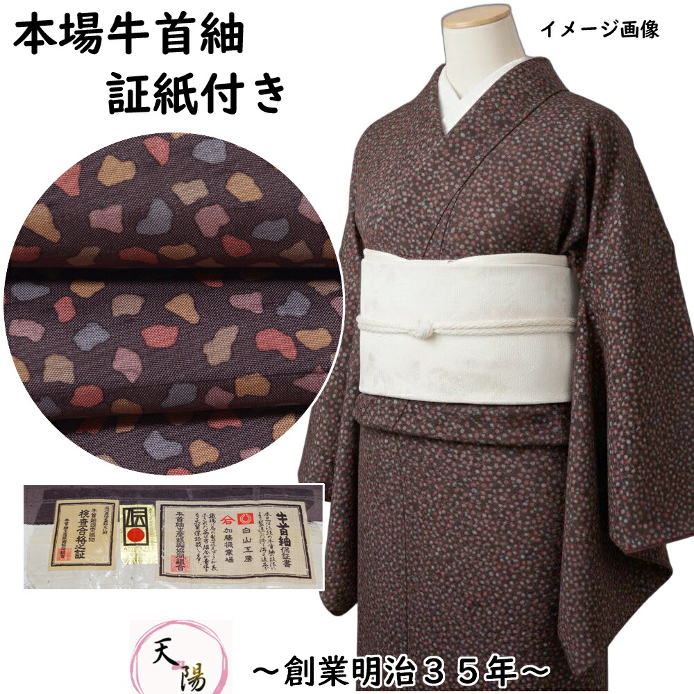 楽天市場】本場牛首紬 破れ色紙散らし模様 白山工房 証紙付き 牛首紬 S