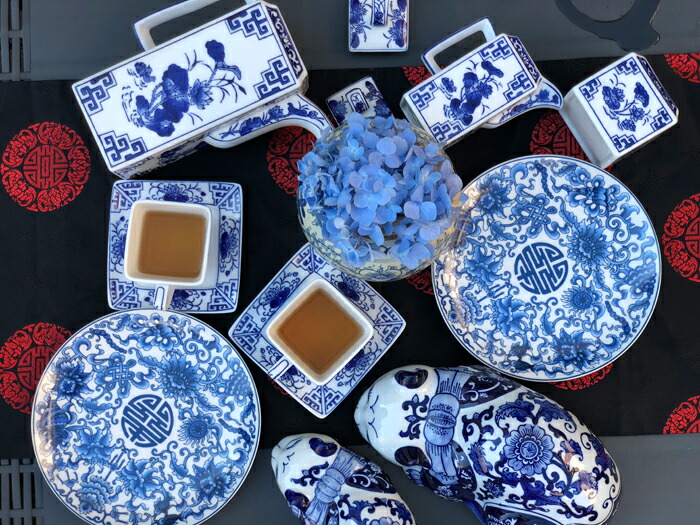 楽天市場】飾り皿 20cm シノワズリ プレート 寿紋 吉祥文様 Blue