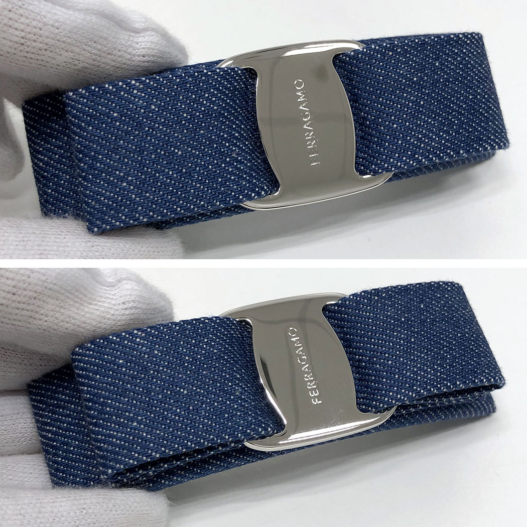 楽天市場】サルバトーレフェラガモ□ ヴァラ バレッタ デニム ブルー