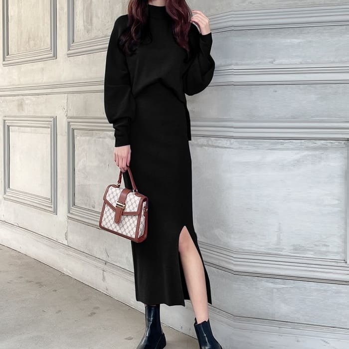 楽天市場】ニットセットアップ コーデ マトンスリーブトップスと