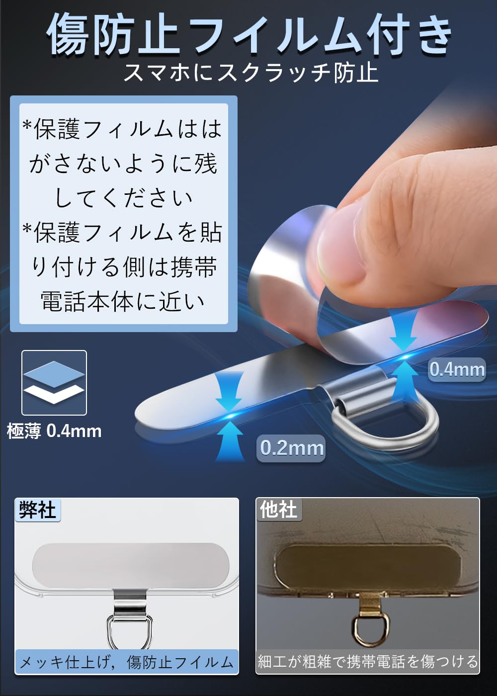 楽天市場】ZXZone ストラップホルダー【 傷防止フィルム加工】 スマホ