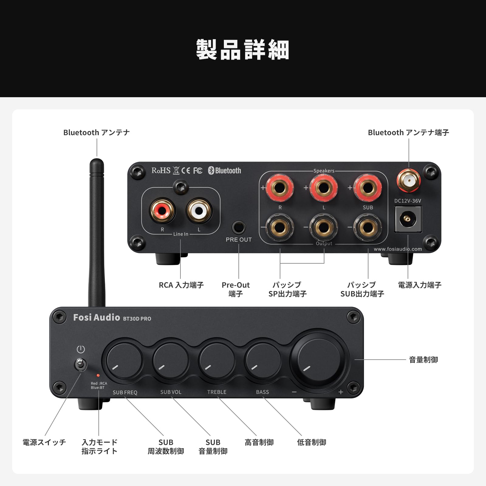 楽天市場】Fosi Audio BT30D PRO Hi-Fi Bluetooth 5.0 パワーアンプ
