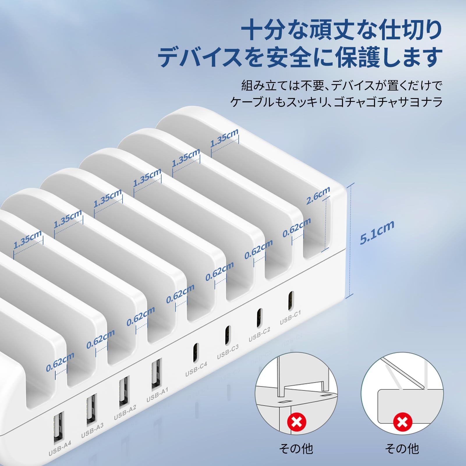 楽天市場】65W USB充電ステーション 8ポート 【Type-c *4 USB-A *4