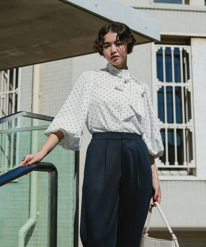 楽天市場】【クーポン利用で4117円】リボンボウタイブラウス トップス