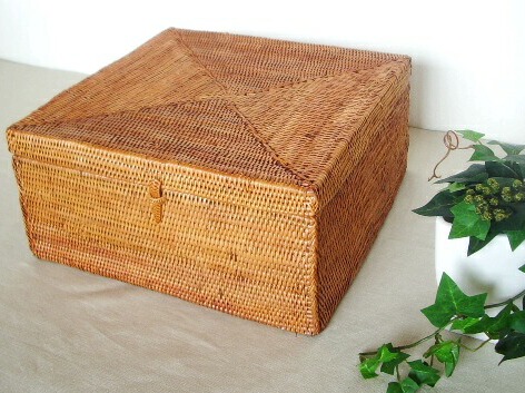 楽天市場】アタかご製 正方形ボックスL【縦横25cm×高さ12cm】蓋付き