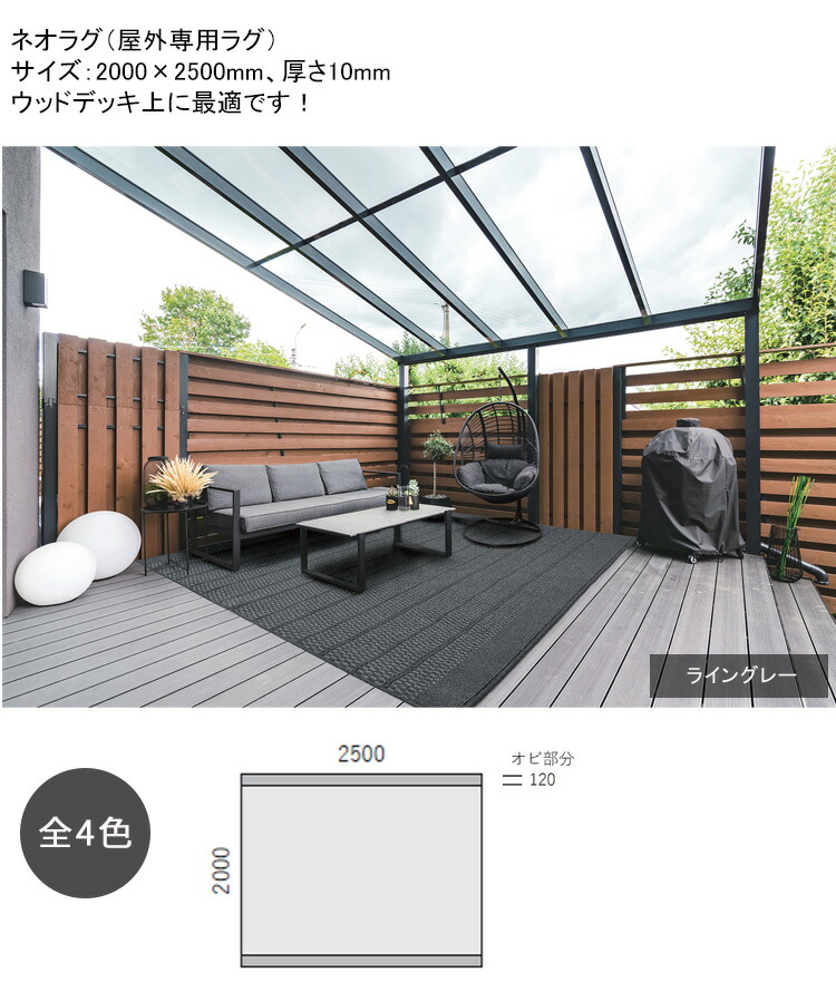楽天市場】新製品！ネオラグ（ウッドデッキ上に最適な屋外専用ラグ