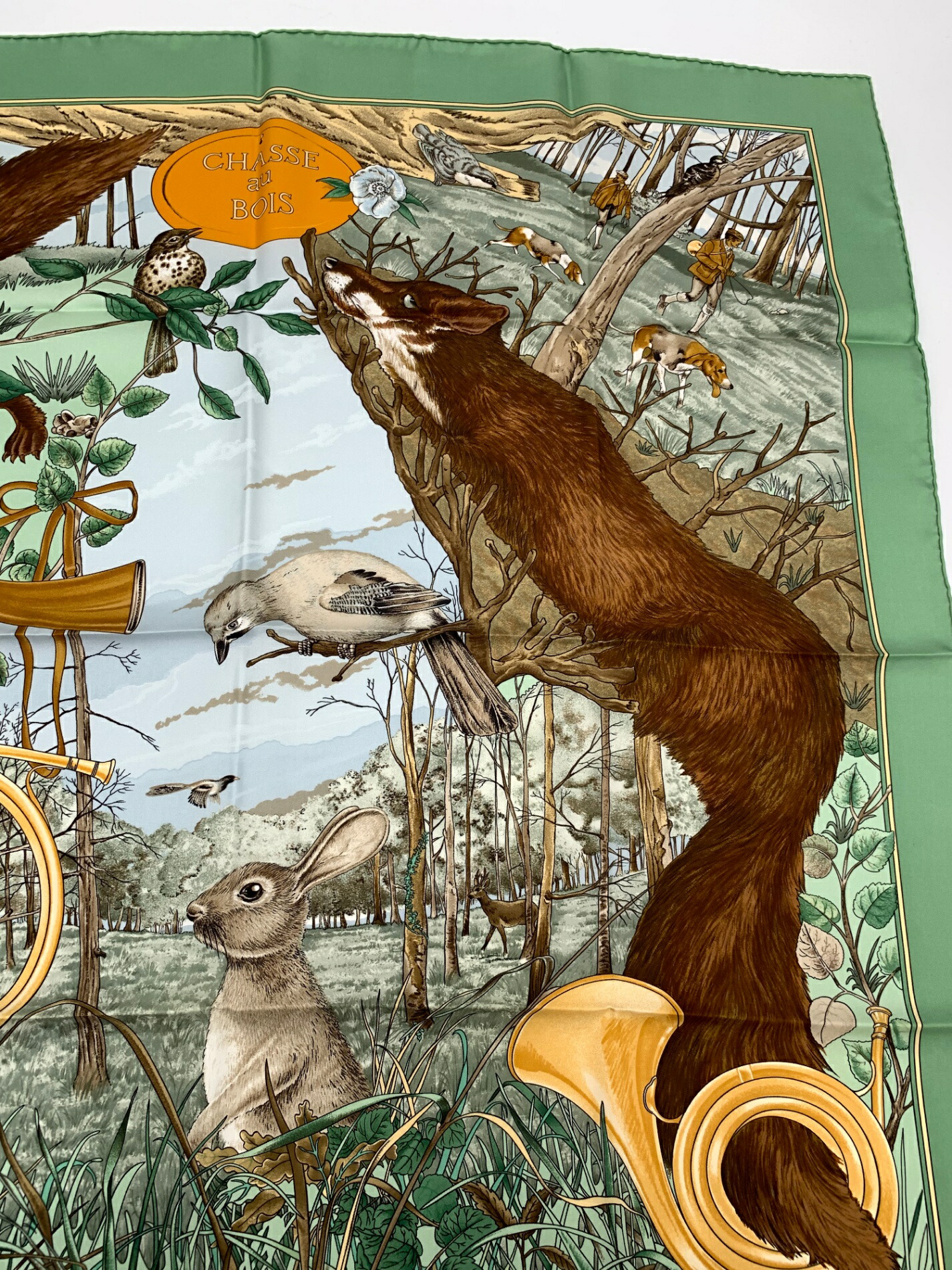 楽天市場】未使用級 HERMES エルメス カレ90 CHASSE au BOIS 森の狩猟