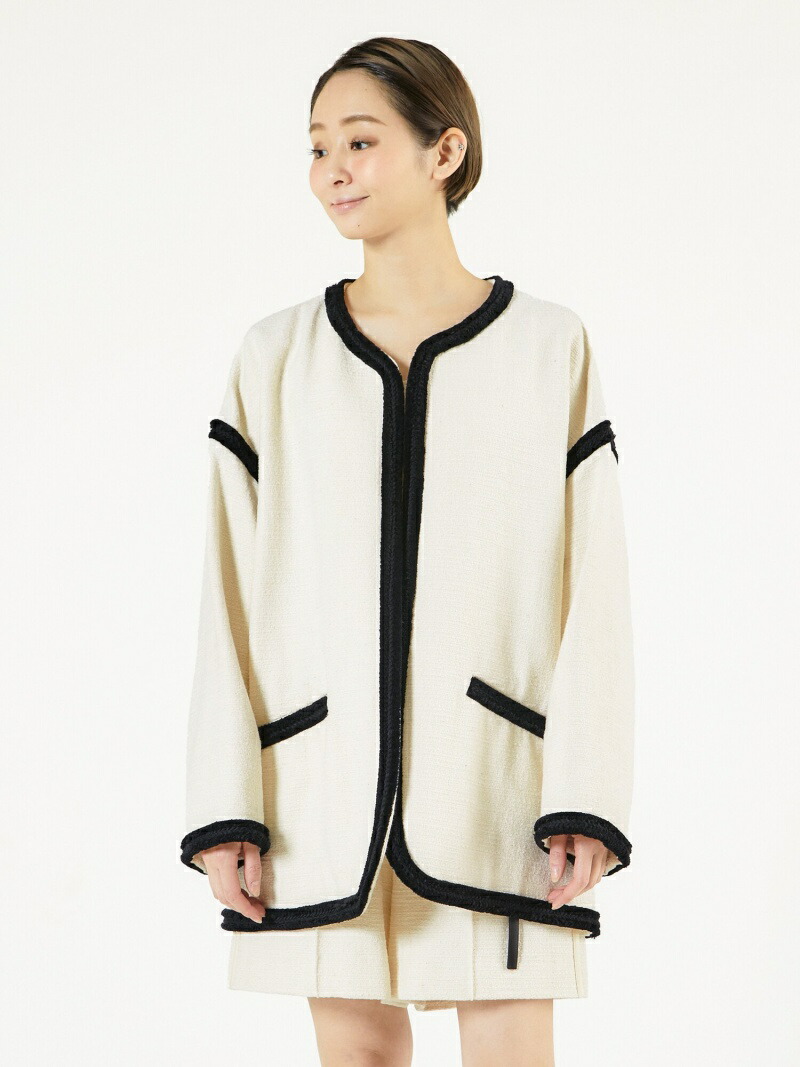 楽天市場】【SALE／40%OFF】コットンナイロンツイード ノーカラー