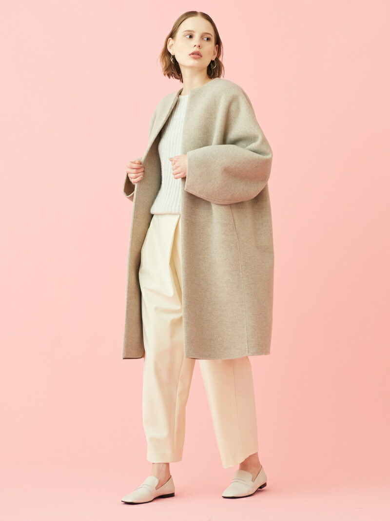 楽天市場】【SALE／30%OFF】ウールカシミヤダブルフェイス ノーカラー