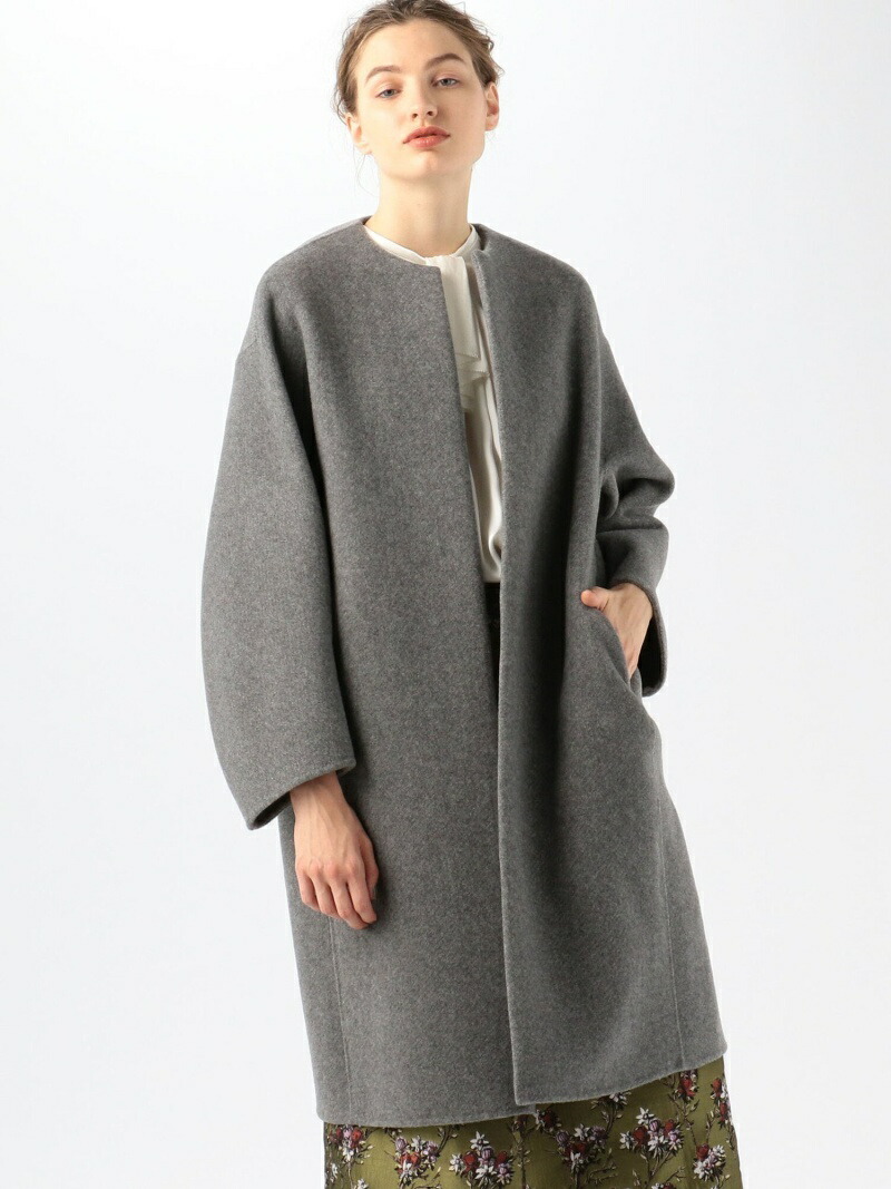 楽天市場】【SALE／30%OFF】ウールカシミヤダブルフェイス ノーカラー