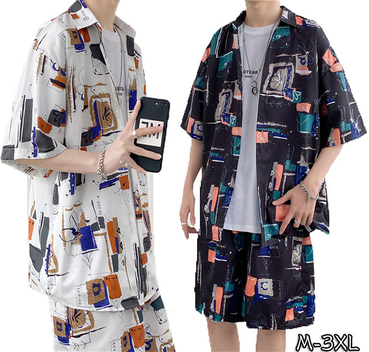 楽天市場】2022 アロハシャツ セットアップ メンズ 半袖 夏 総柄 柄