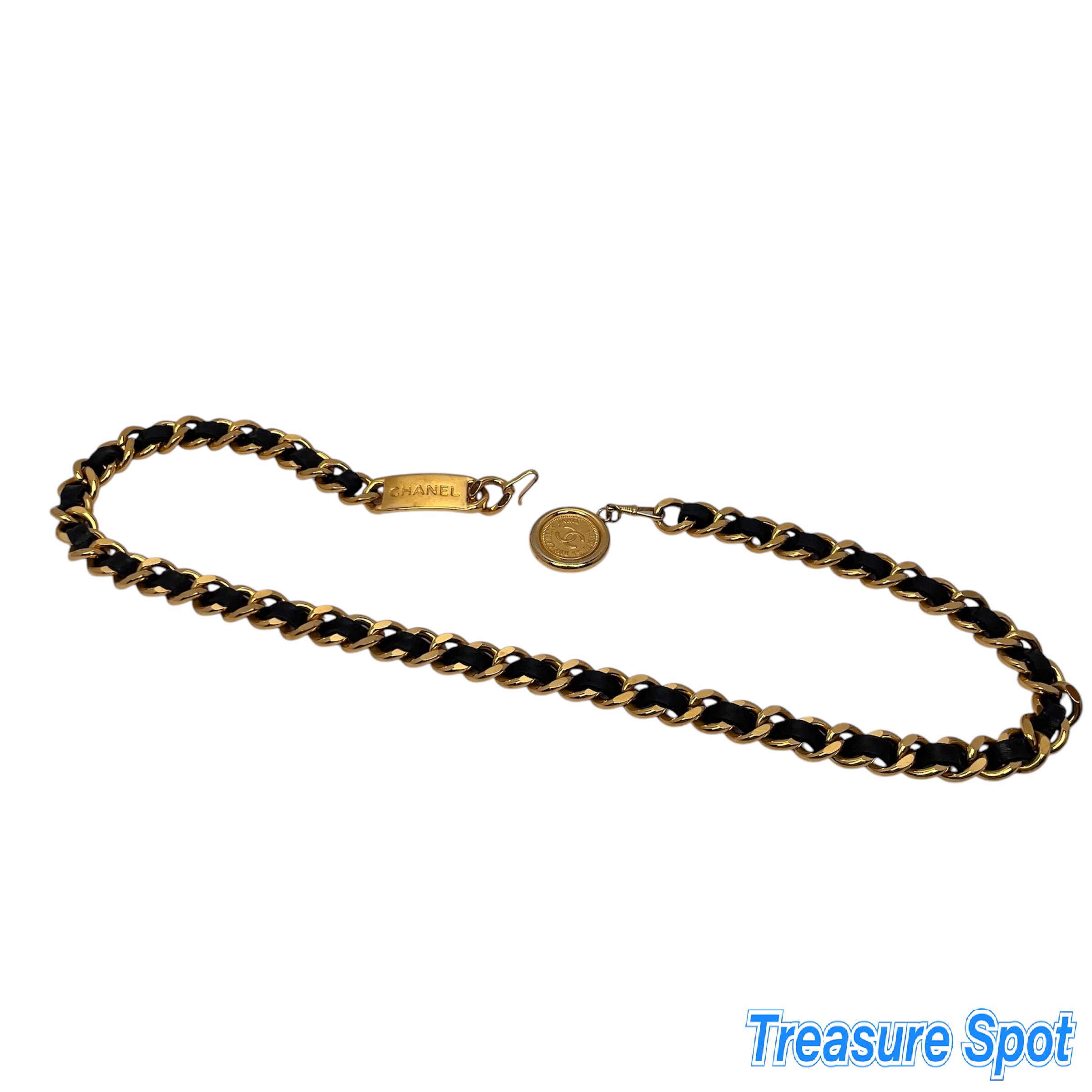楽天市場】シャネル CHANEL チェーンベルト レザー ゴールド×ブラック