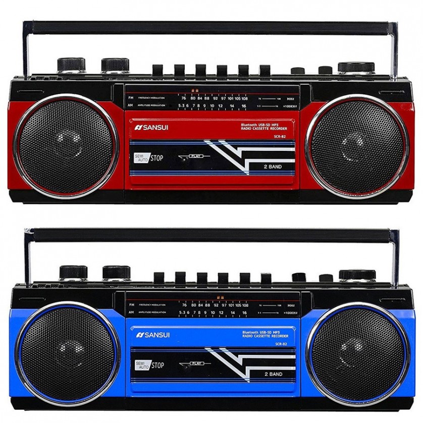 楽天市場】SANSUI レッド SCR-B2 RD カセットテープレコーダー レトロ