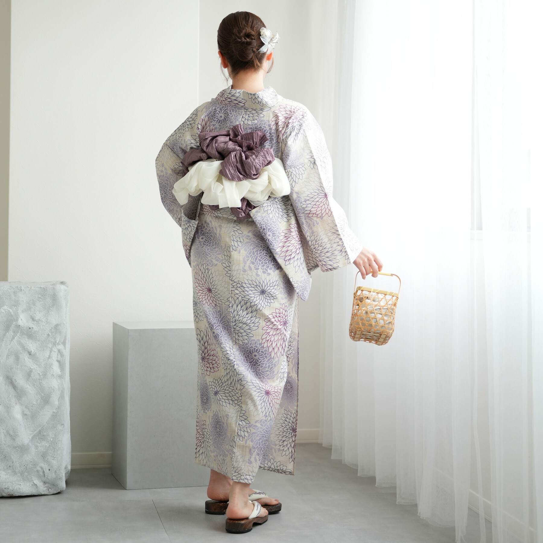 楽天市場】【utatane 高級変わり織 浴衣3点セット 先染め風ベージュに