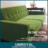 楽天市場】【送料無料！】レトロ2人掛けソファ/モケットグリーン