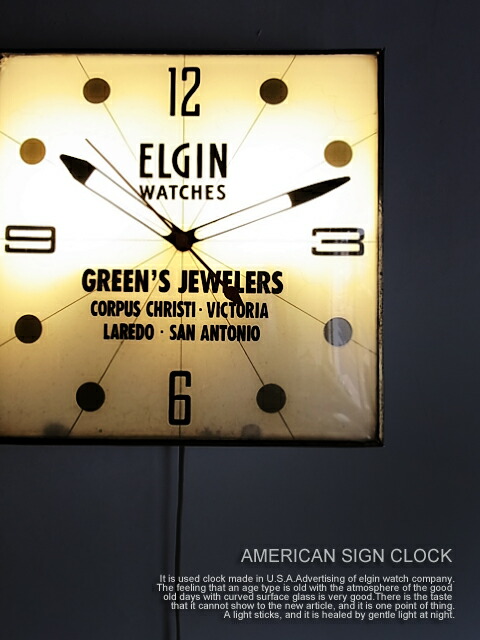 楽天市場】ELGINライトサインクロック（壁掛け時計）アメリカン