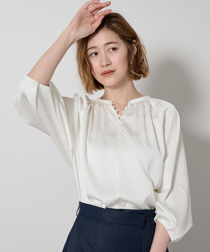 楽天市場】サテンラグランスリーブブラウス トップス レディース