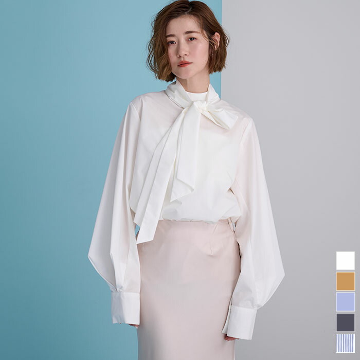 楽天市場】【クーポン利用で3952円】2wayボウタイブラウス トップス