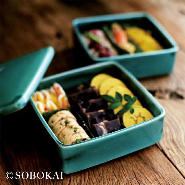 楽天市場】＼特典あり／SOBOKAI ソボカイ トルコ青釉 角お重 2段
