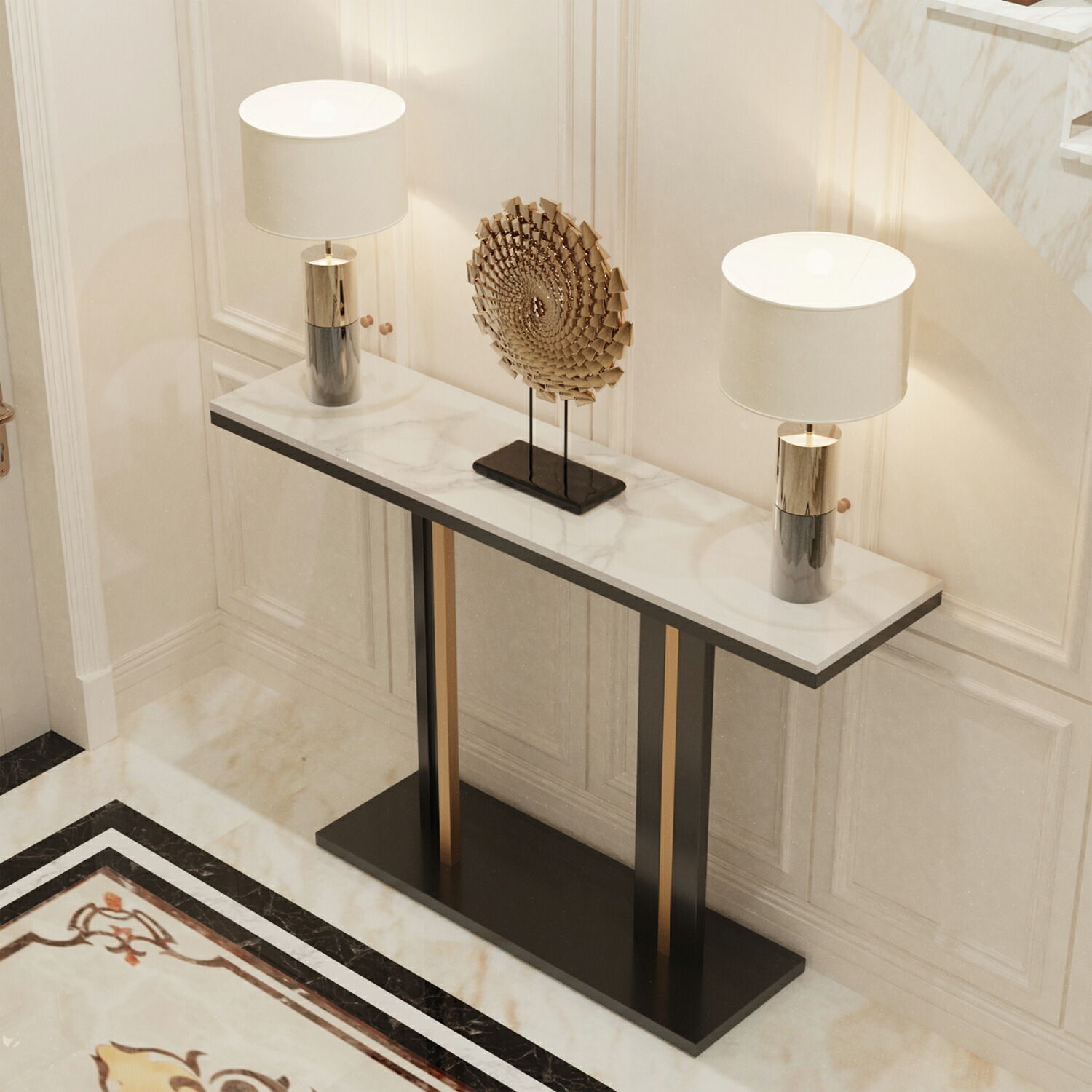 楽天市場】FATIVO コンソールテーブル 大理石 カウンターテーブル 白