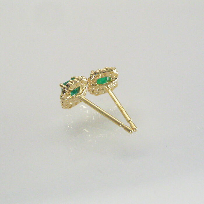 楽天市場】ピアス k18 18金 エメラルド 天然 ダイヤモンド ピアス