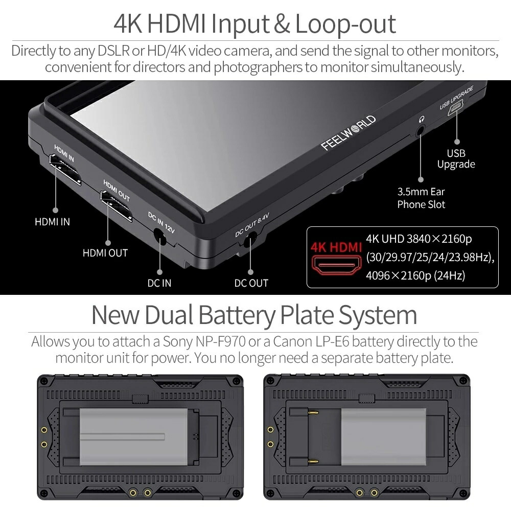 楽天市場】Feelworld FW568 V3 カメラ用モニター 6インチ IPS 超薄型