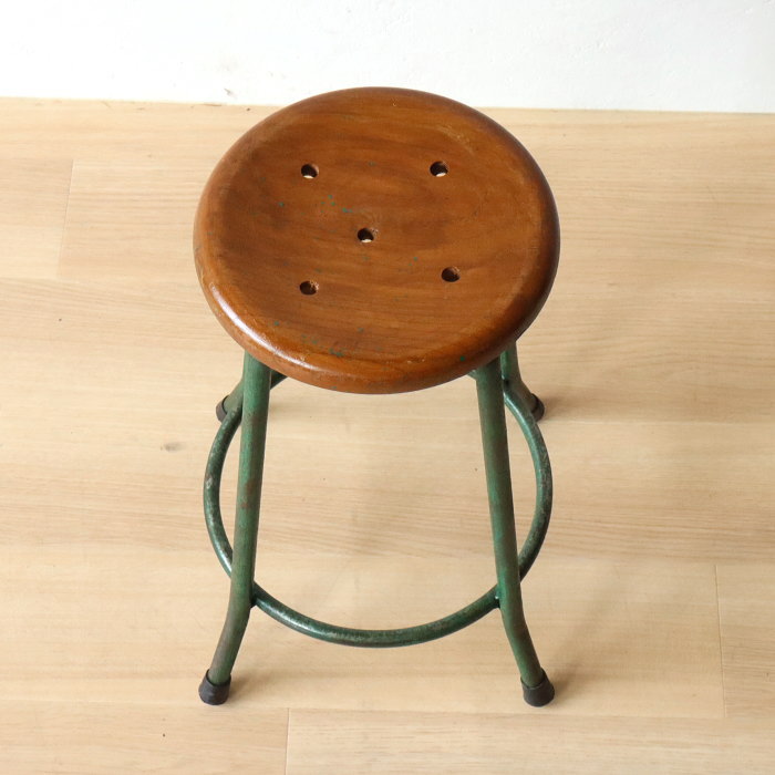 楽天市場】ヴィンテージ アイアン脚スツール10 天然木 無垢材 木製